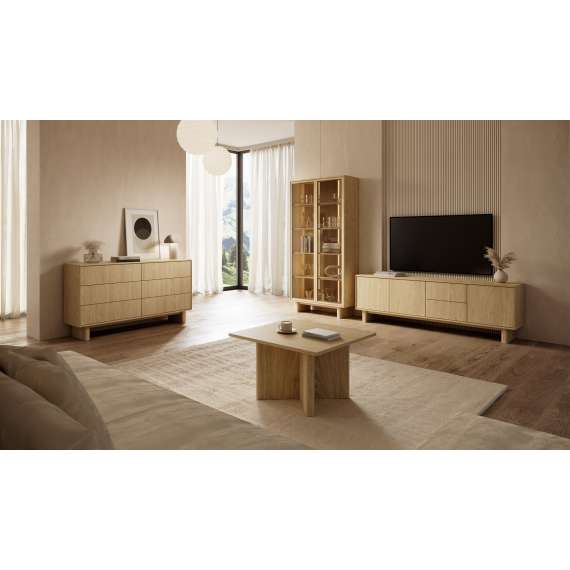 Sofabord Nabu 80x80 cm - eik - kvadratisk bord - japandi stil