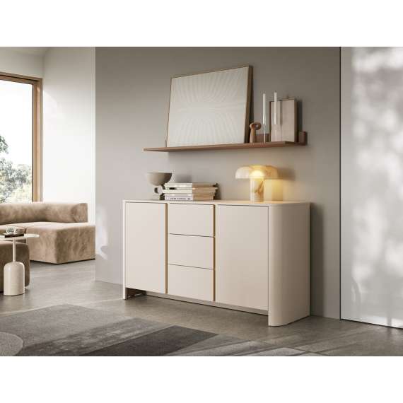 Skjenk Bari 168x84 cm - cashmere - 2 dører - 3 skuffer