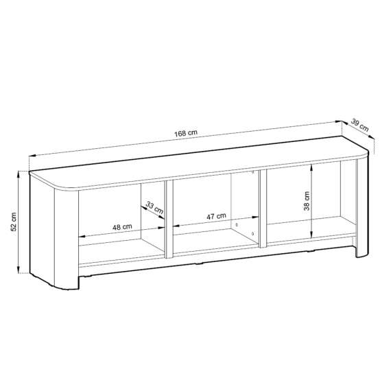 Tv-benk Bari 168x52 cm - eik - 3 dører