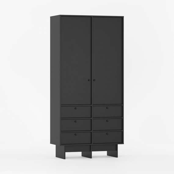 Garderobe Kabe SZK04 90-120x210 cm - Flere farger - 2 dører - 6 skuffer