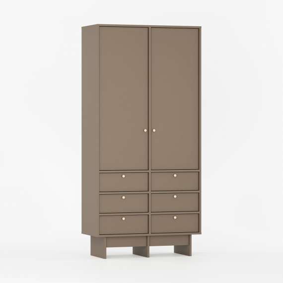 Garderobe Kabe SZK04 90-120x210 cm - Flere farger - 2 dører - 6 skuffer