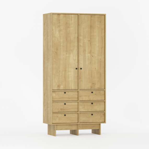 Garderobe Kabe SZK04 90-120x210 cm - Flere farger - 2 dører - 6 skuffer