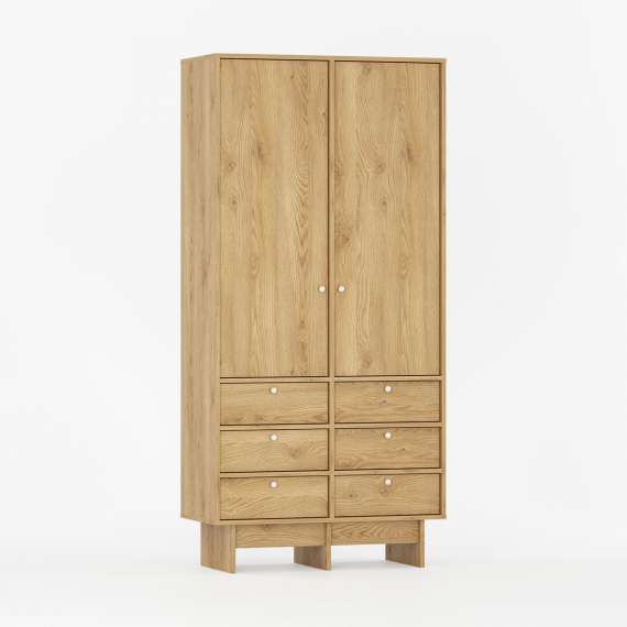 Garderobe Kabe SZK04 90-120x210 cm - Flere farger - 2 dører - 6 skuffer