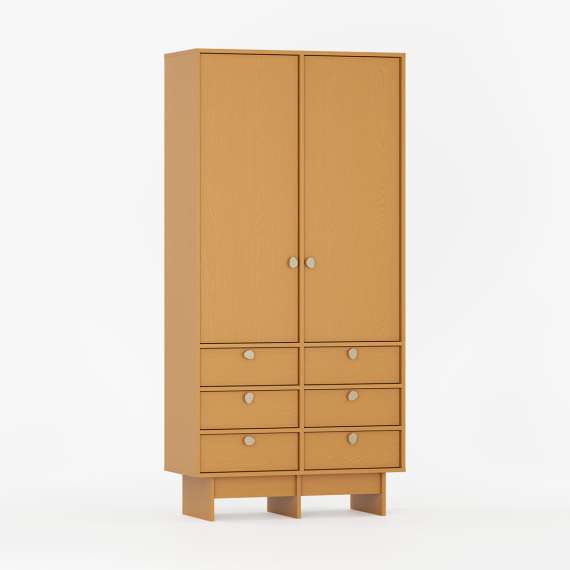 Garderobe Kabe SZK04 90-120x210 cm - Flere farger - 2 dører - 6 skuffer