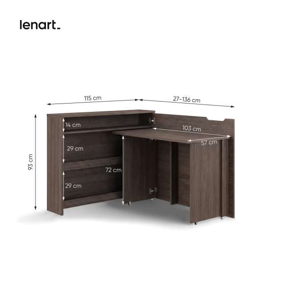 Skrivebord Work Concept 115 cm - Sammenleggbart skrivebord - mørk eik