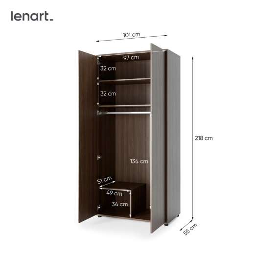 Garderobeskap til Bed Concept 101x218 - mørk eik