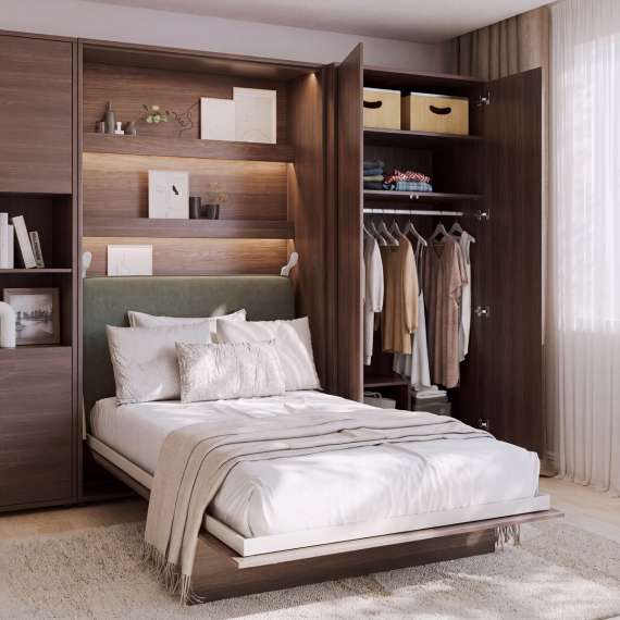 Garderobeskap til Bed Concept 101x218 - mørk eik