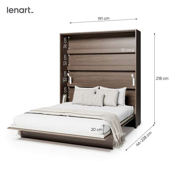 Skapseng Bed Concept 180x200 - vertikal - mørk eik
