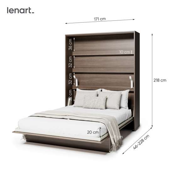 Skapseng Bed Concept 160x200 - vertikal - mørk eik