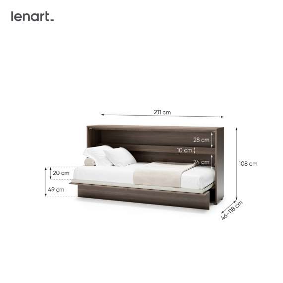 Skapseng Bed Concept 90x200 - horisontal - mørk eik