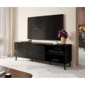 Tv-benk ABETO 150x52 cm - svart matt - svart høyglans fronter