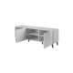 Tv-benk ABETO 150x52 cm - hvit matt - hvit høyglans fronter - metall bein