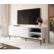 Tv-benk ABETO 150x52 cm - hvit matt - hvit høyglans fronter - metall bein