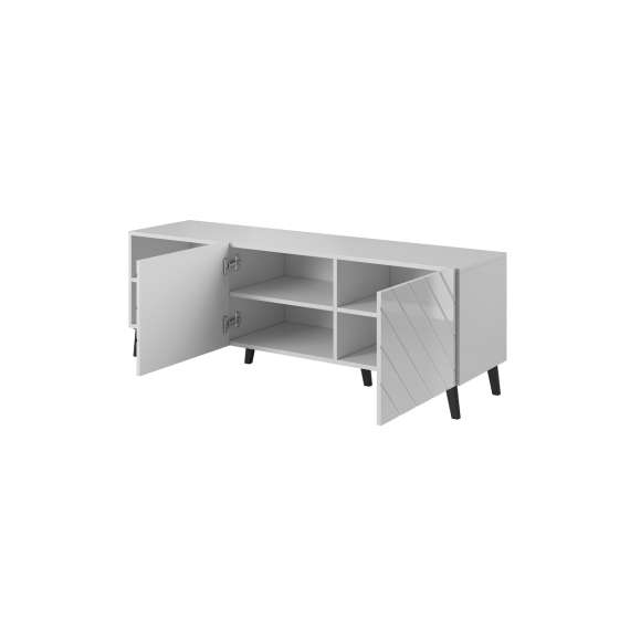 Tv-benk ABETO 150x52 cm - hvit matt - hvit høyglans fronter
