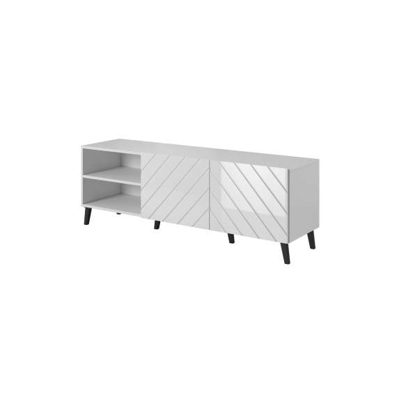 Tv-benk ABETO 150x52 cm - hvit matt - hvit høyglans fronter