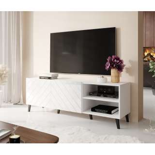 Tv-benk ABETO 150x52 cm - hvit matt - hvit høyglans fronter