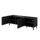 Tv-benk ABETO 150x52 cm - svart matt - svart høyglans fronter - metall bein