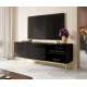 Tv-benk ABETO 150x52 cm - svart matt - svart høyglans fronter - metall bein