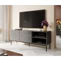 Tv-benk ABETO 150x52 cm - grafitt matt - grafitt høyglans fronter - metall bein