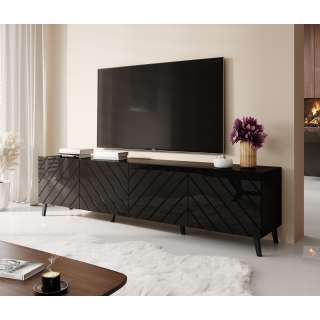 Tv-benk ABETO 200x52 cm - svart matt matt - svart høyglans fronter