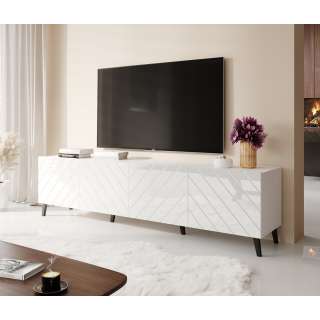 Tv-benk ABETO 200x52 cm - hvit matt matt - hvit høyglans fronter