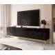 Tv-benk ABETO 200x60 cm - svart matt - svart høyglans fronter - metall bein