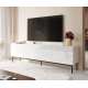 Tv-benk ABETO 200x60 cm - hvit matt - hvit høyglans fronter - metall bein