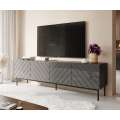 Tv-benk ABETO 200x60 cm - grafitt matt - grafitt høyglans fronter - metall bein