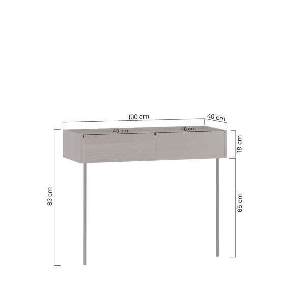 Konsollbord Dunari 100x40 - brun eik - 2 skuffer - veggmontert