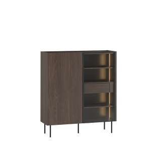 Vitrineskap Dunari 120x136 - brun eik - med belysning