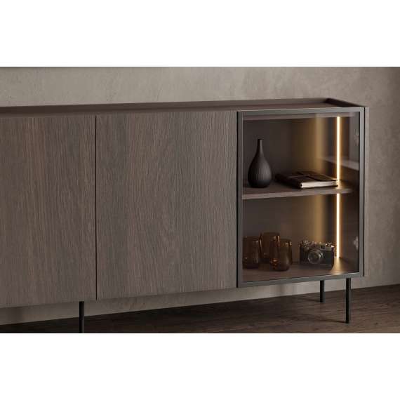 Skjenk Dunari 220x87 - brun eik - med belysning