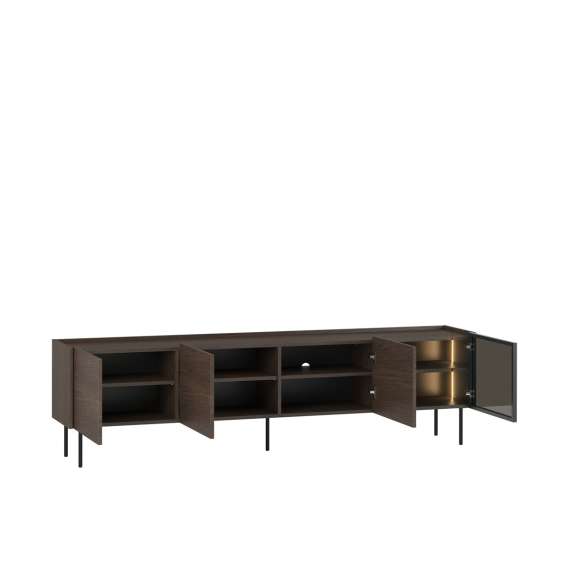 Tv-benk Dunari 220x60 - brun eik - med belysning