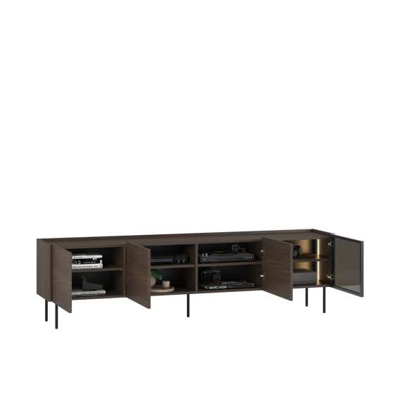 Tv-benk Dunari 220x60 - brun eik - med belysning