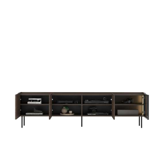 Tv-benk Dunari 220x60 - brun eik - med belysning