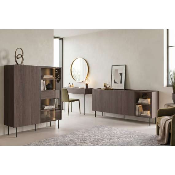 Tv-benk Dunari 220x60 - brun eik - med belysning
