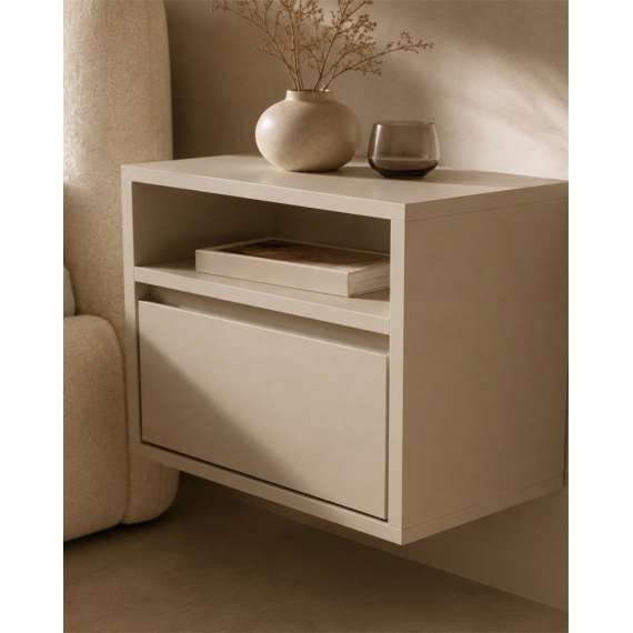 Vegghengt nattbord Zolia - 40x34 cm - cashmere - 1 skuff