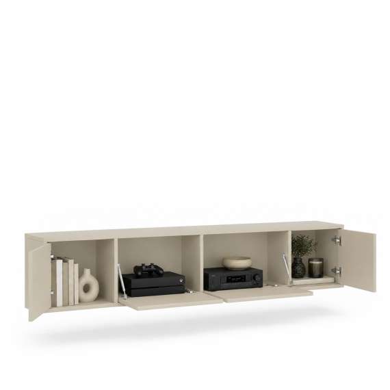 Vegghengt tv-benk Zolia 180x35 cm - cashmere - 4 dører