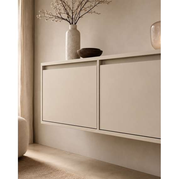 Vegghengt tv-benk Zolia 180x35 cm - cashmere - 4 dører