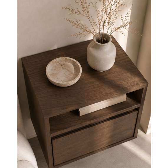Vegghengt nattbord Zolia - 40x34 cm - valnøtt - 1 skuff