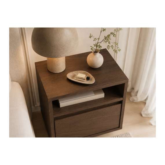 Vegghengt nattbord Zolia - 40x34 cm - valnøtt - 1 skuff
