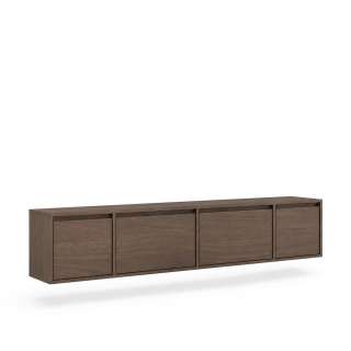 Vegghengt tv-benk Zolia 180x35 cm - valnøtt - 4 dører