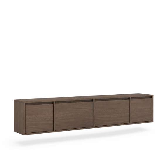 Vegghengt tv-benk Zolia 180x35 cm - valnøtt - 4 dører