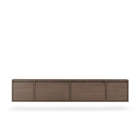 Vegghengt tv-benk Zolia 180x35 cm - valnøtt - 4 dører