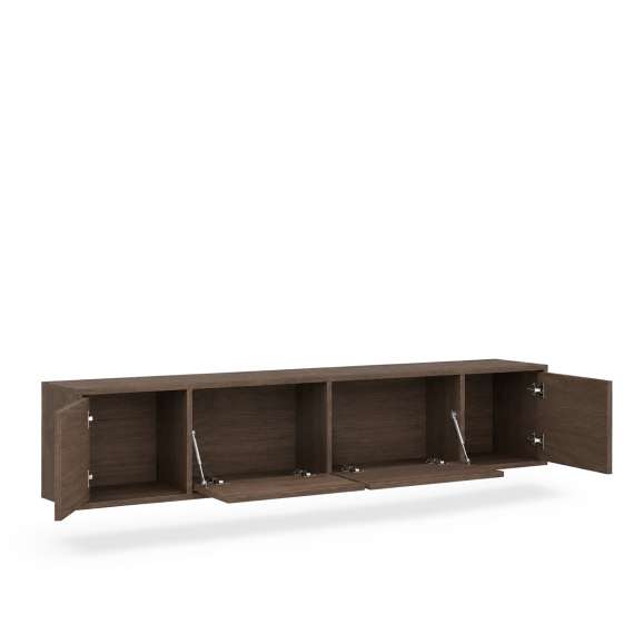 Vegghengt tv-benk Zolia 180x35 cm - valnøtt - 4 dører