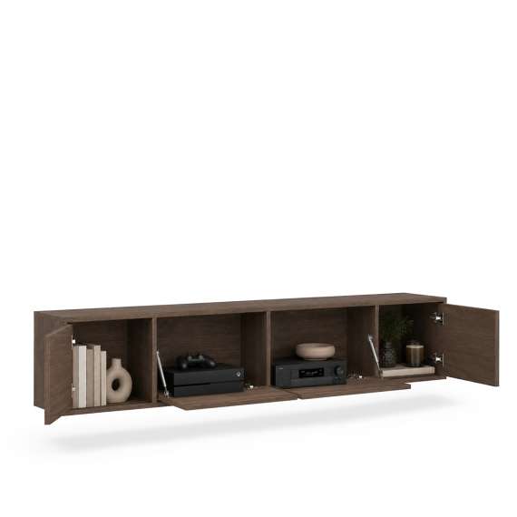 Vegghengt tv-benk Zolia 180x35 cm - valnøtt - 4 dører