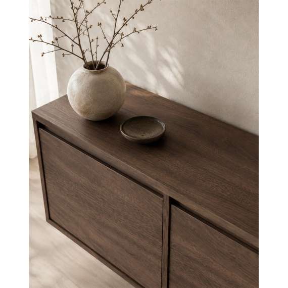 Vegghengt tv-benk Zolia 180x35 cm - valnøtt - 4 dører