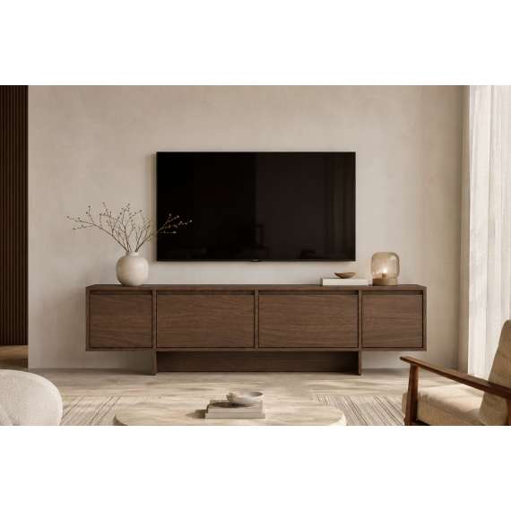 Tv-benk Zolia 180x47 cm - valnøtt - 4 dører