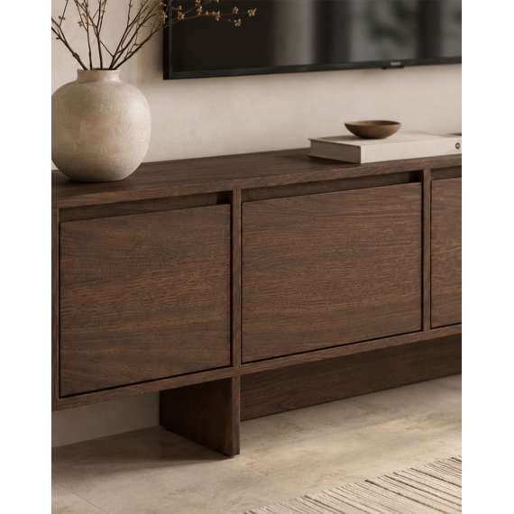 Tv-benk Zolia 180x47 cm - valnøtt - 4 dører
