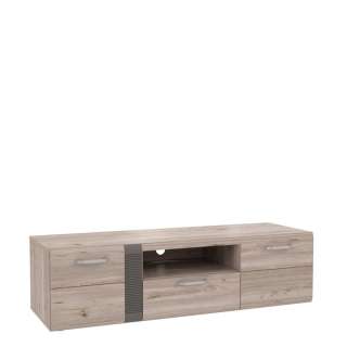 Tv-benk LOCARNO 160x43 cm - eik nelson - grå matt - 2 dører - 1 skuff