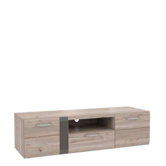 Tv-benk LOCARNO 160x43 cm - eik nelson - grå matt - 2 dører - 1 skuff